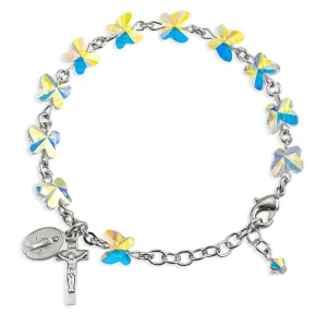 Rosary Bracelet Created with 8mm Aurora Borealis Finest Austrian Crystal Butterfly Beads by HMH - BR8300CR