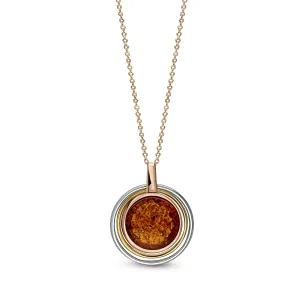 Rose Gold Vermeil Amber Contemporary Round Pendant