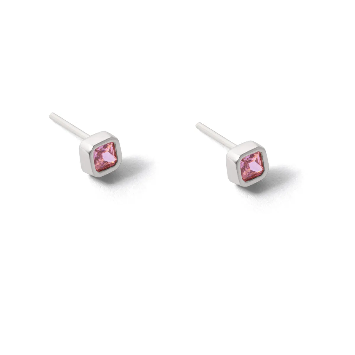 Rose Pink Narmela Square Stud Earrings