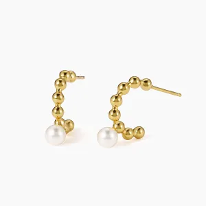 S925 Baroque Pearl Huggie Earring For Women