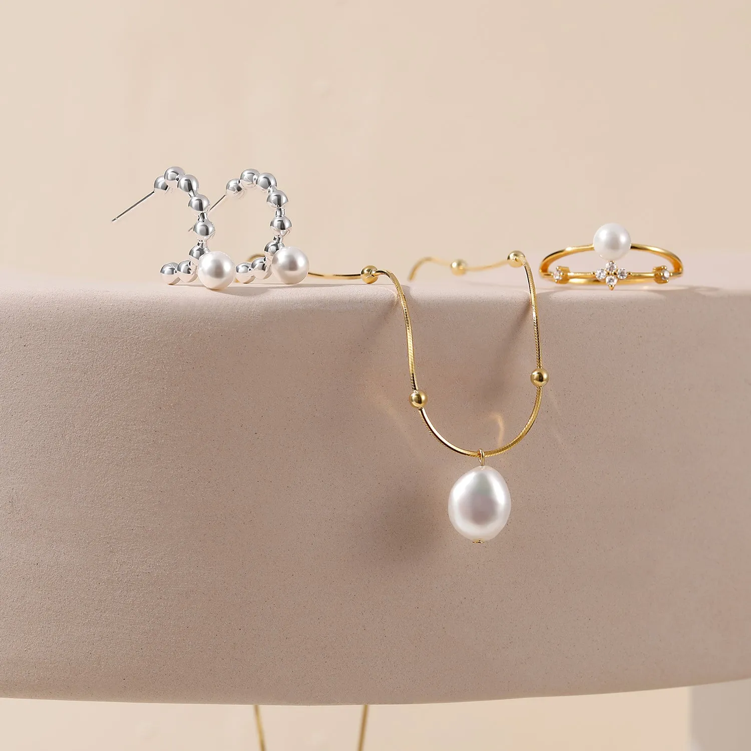 S925 Baroque Pearl Huggie Earring For Women