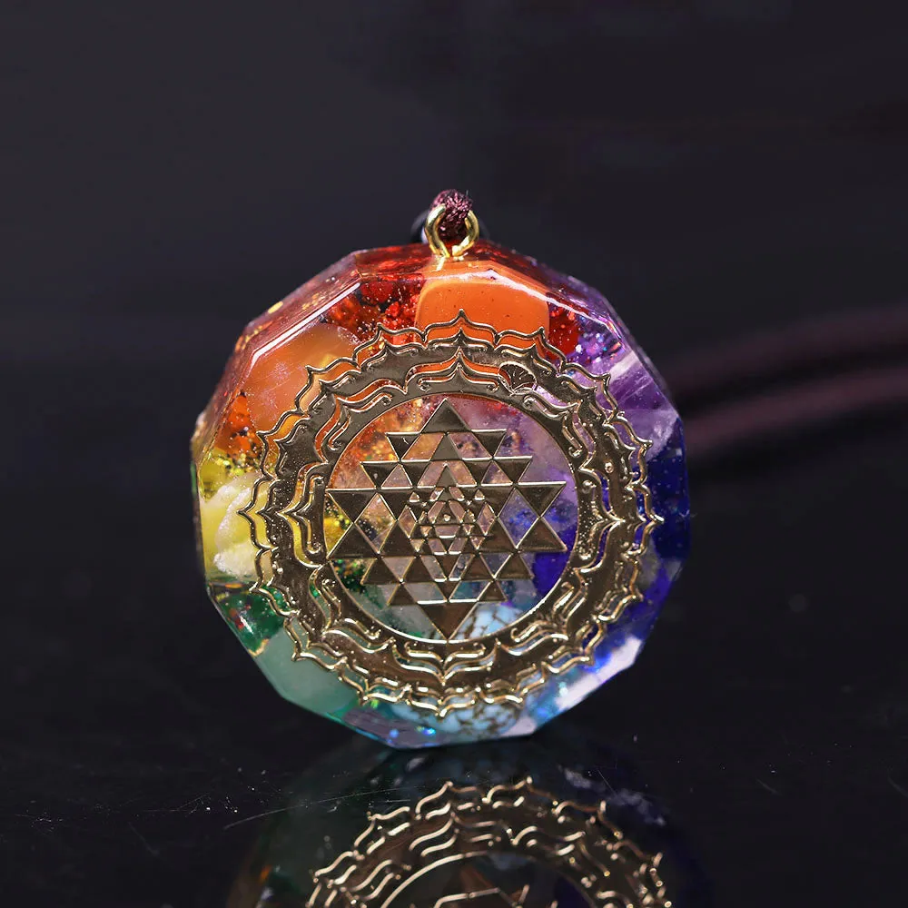 Sacred Geometry Chakra Energy Necklace Crystal Quartz Necklace