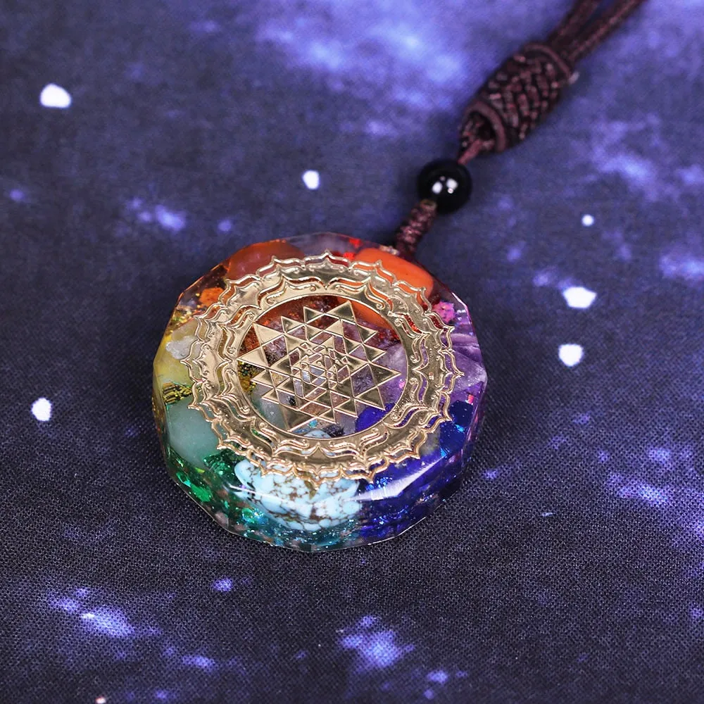 Sacred Geometry Chakra Energy Necklace Crystal Quartz Necklace