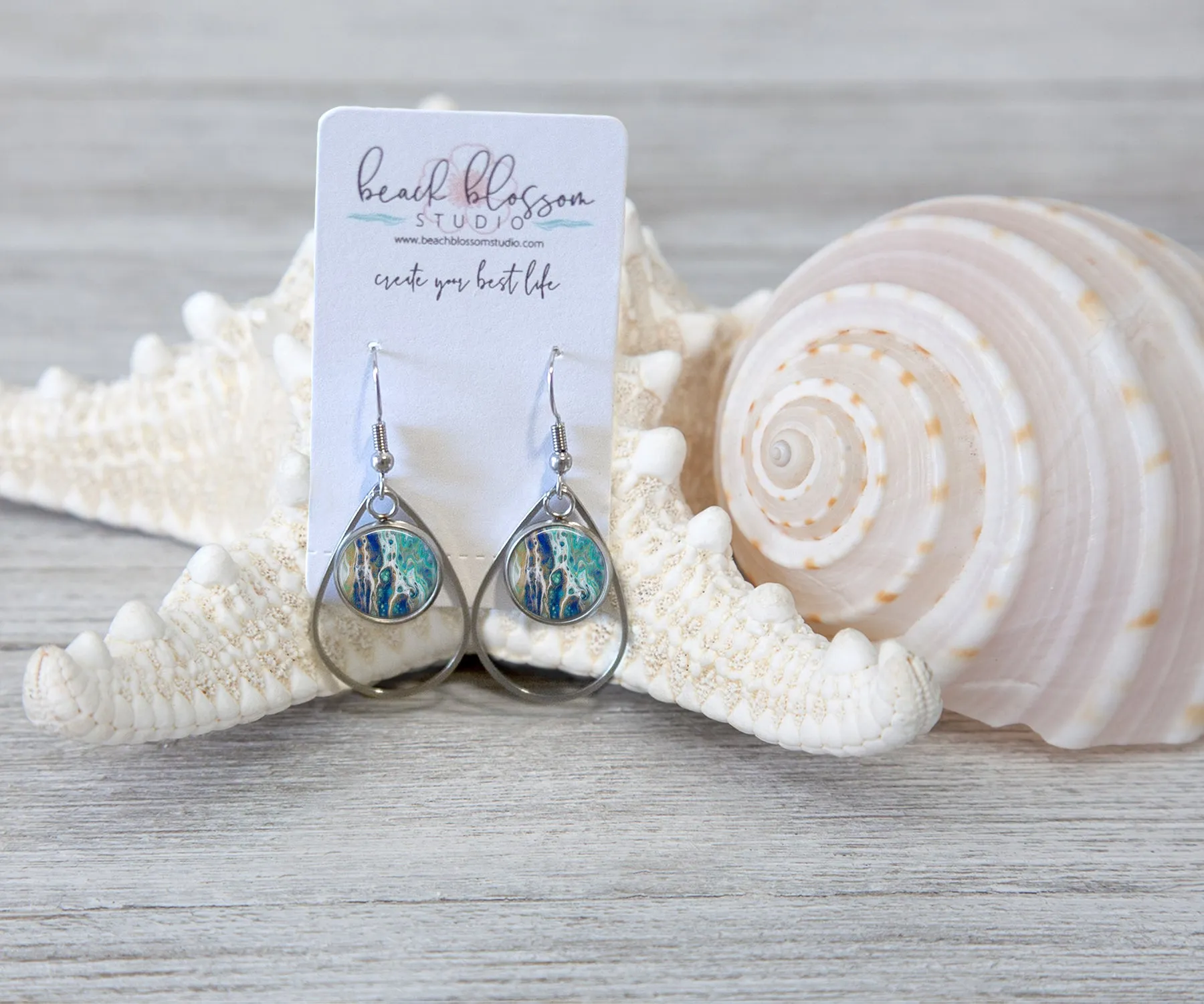 Sapphire Shores Teardrop Dangle Earrings | Handmade Earrings | Beach Jewelry