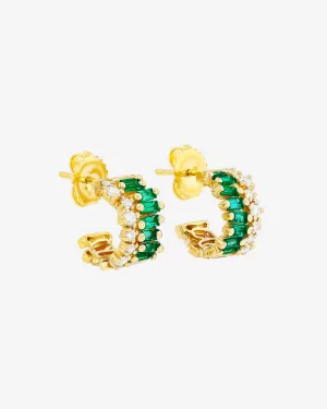 Short Stack Emerald Mini Hoops