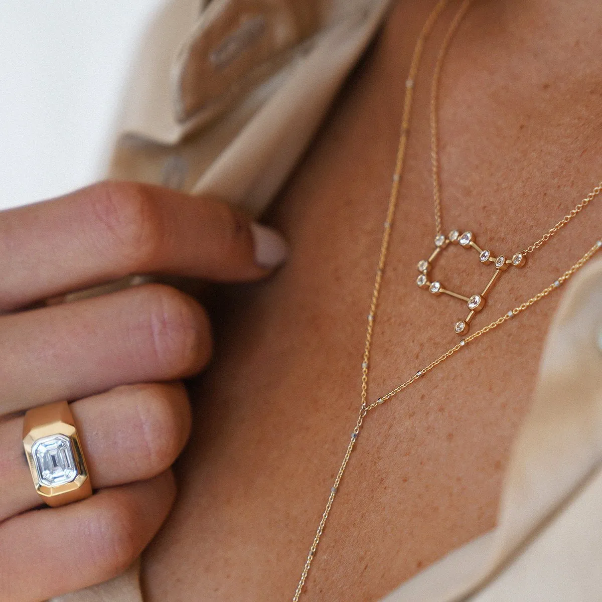 Signet Ring with Mosaic Diamond Center