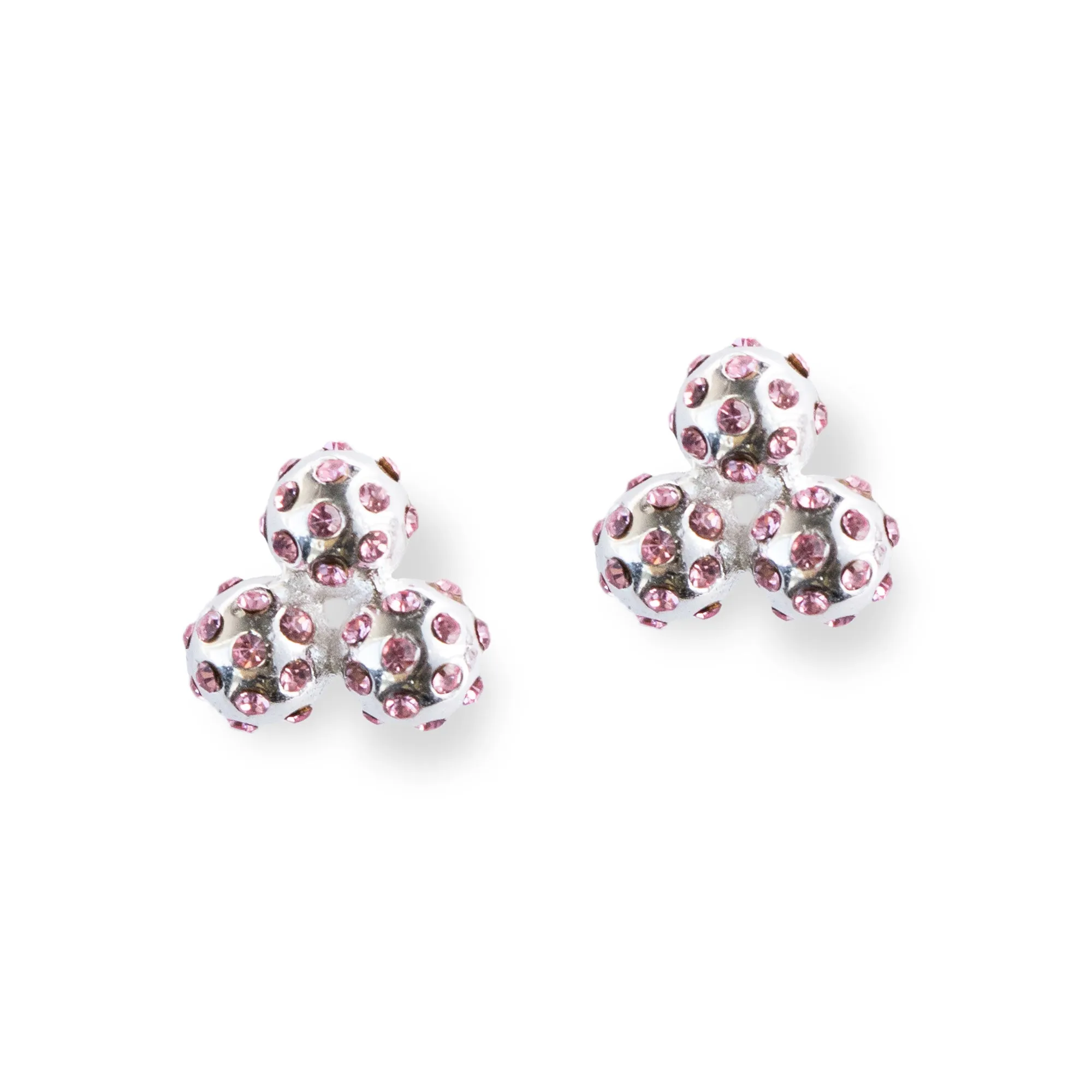 Silver & Pink Crystal Par 3 Earrings