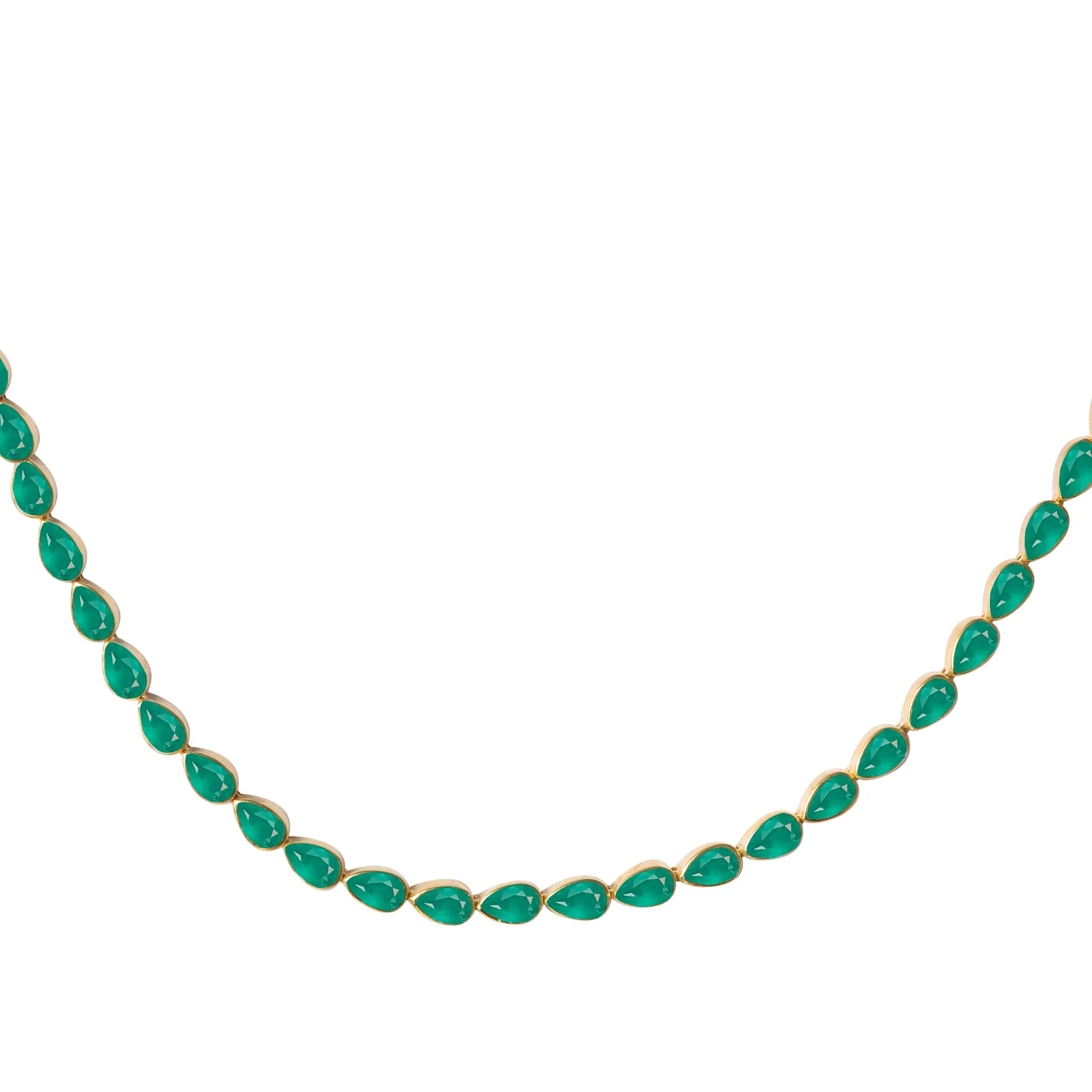 Silver gold plated green pear tennis choker