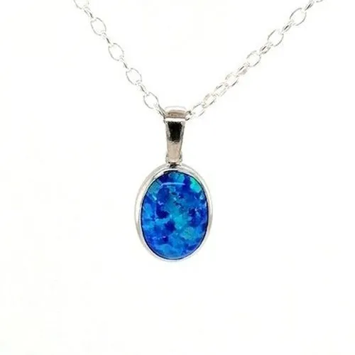 Silver Syn Blue Opal Pendant