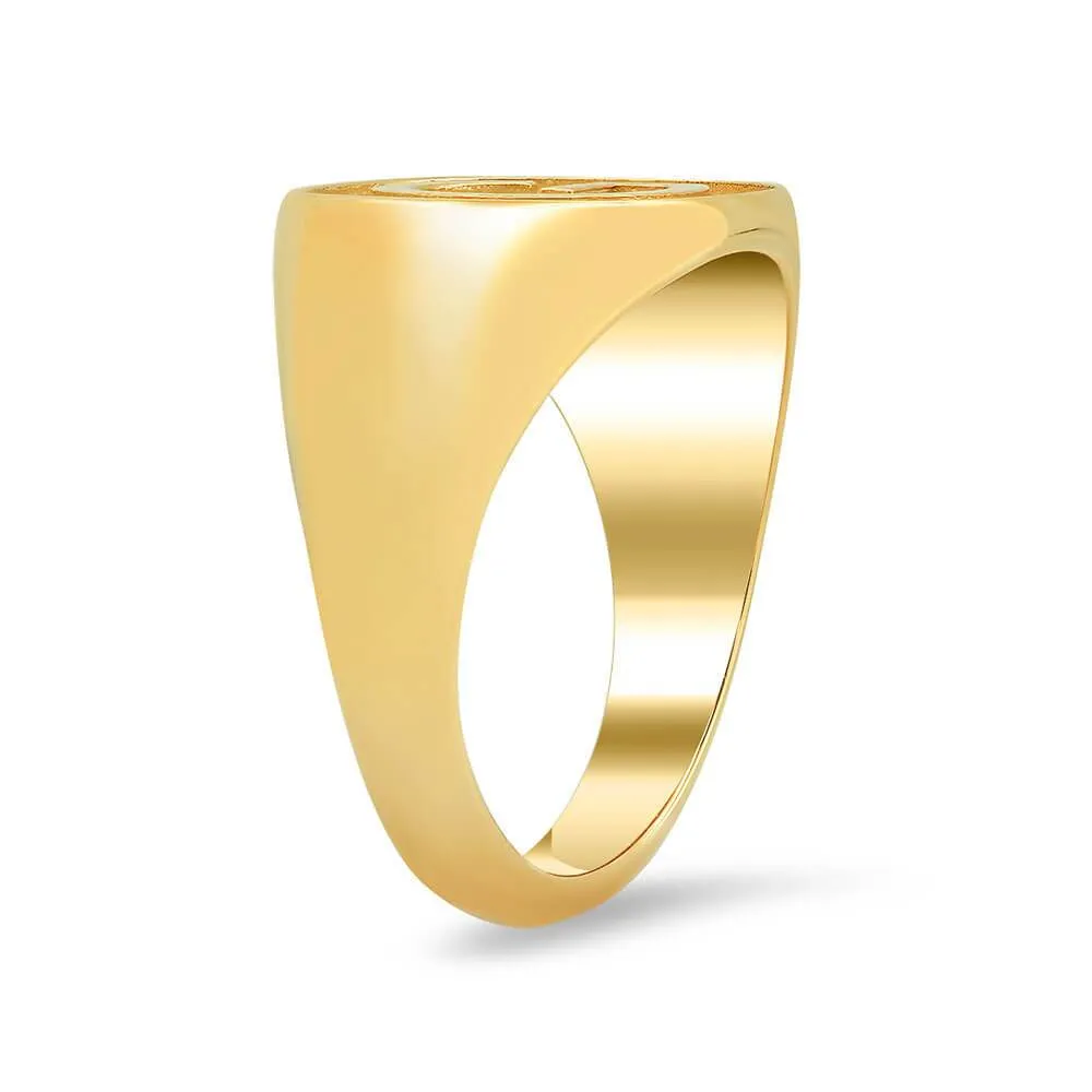 Single Initial Raised Women's Signet Ring