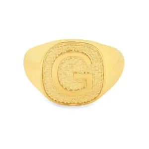 Single Initial Raised Women's Signet Ring