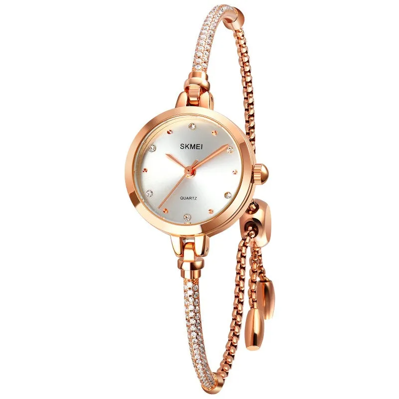 SKMEI 1805 Charming Mesh Bracelet Watch for Women Inlaid w/ Rhinestones