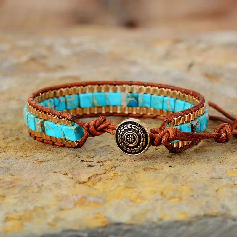 Sky Blue Jasper Cuff Bracelet