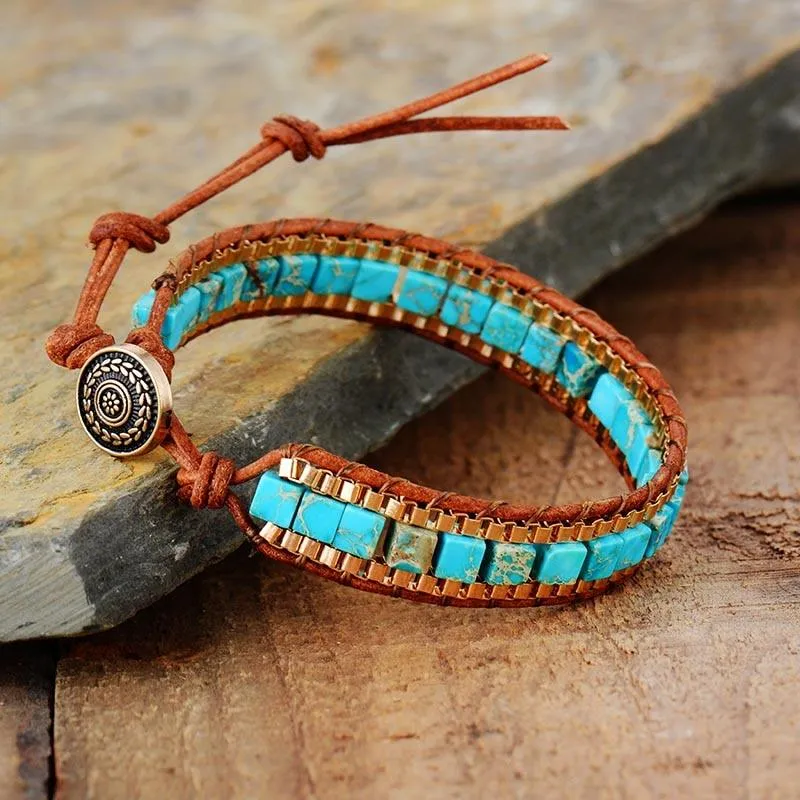 Sky Blue Jasper Cuff Bracelet