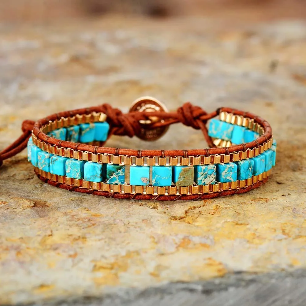 Sky Blue Jasper Cuff Bracelet