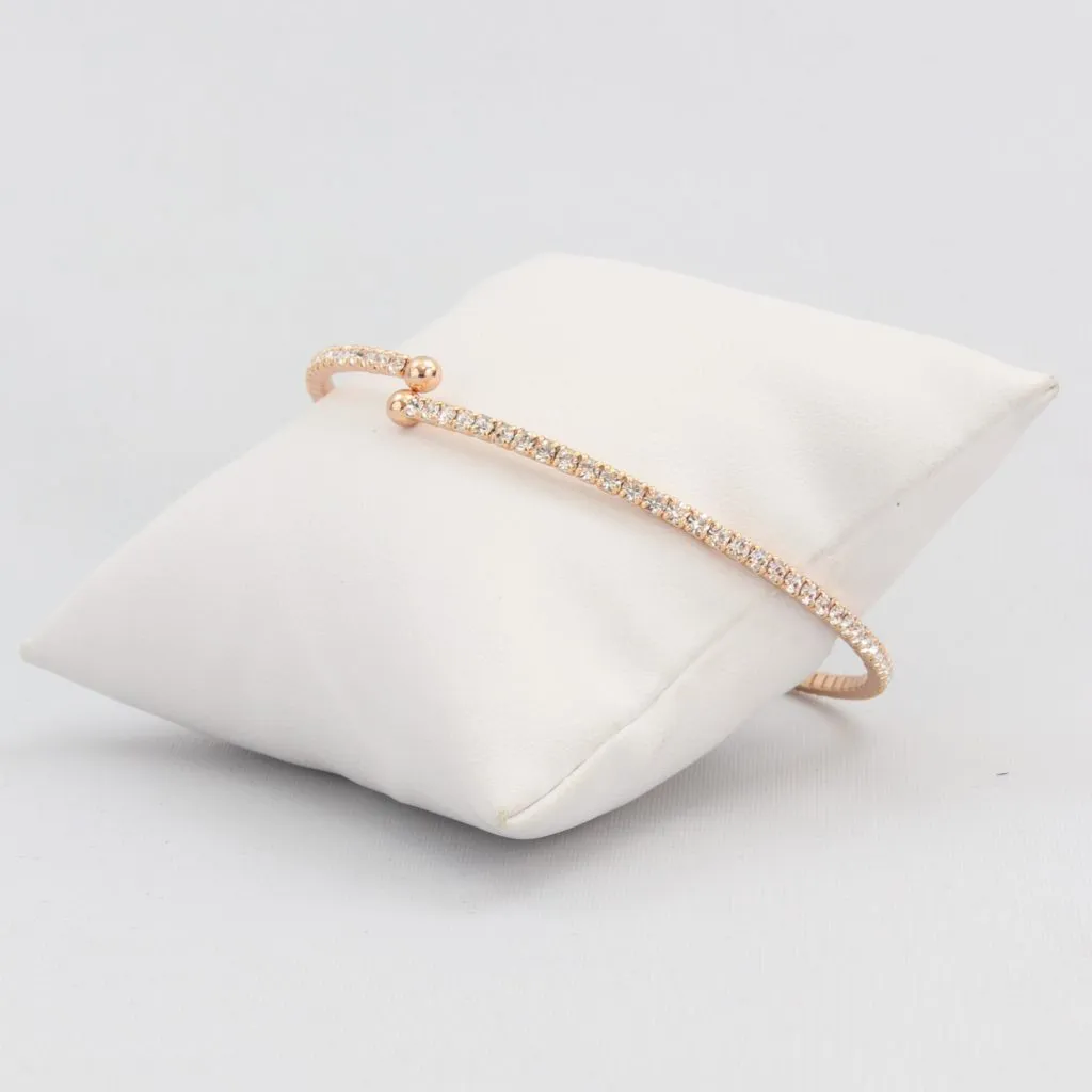 Small adjustable box-snake chain bracelet with inlaid diamond-like cubic zirconia crystals