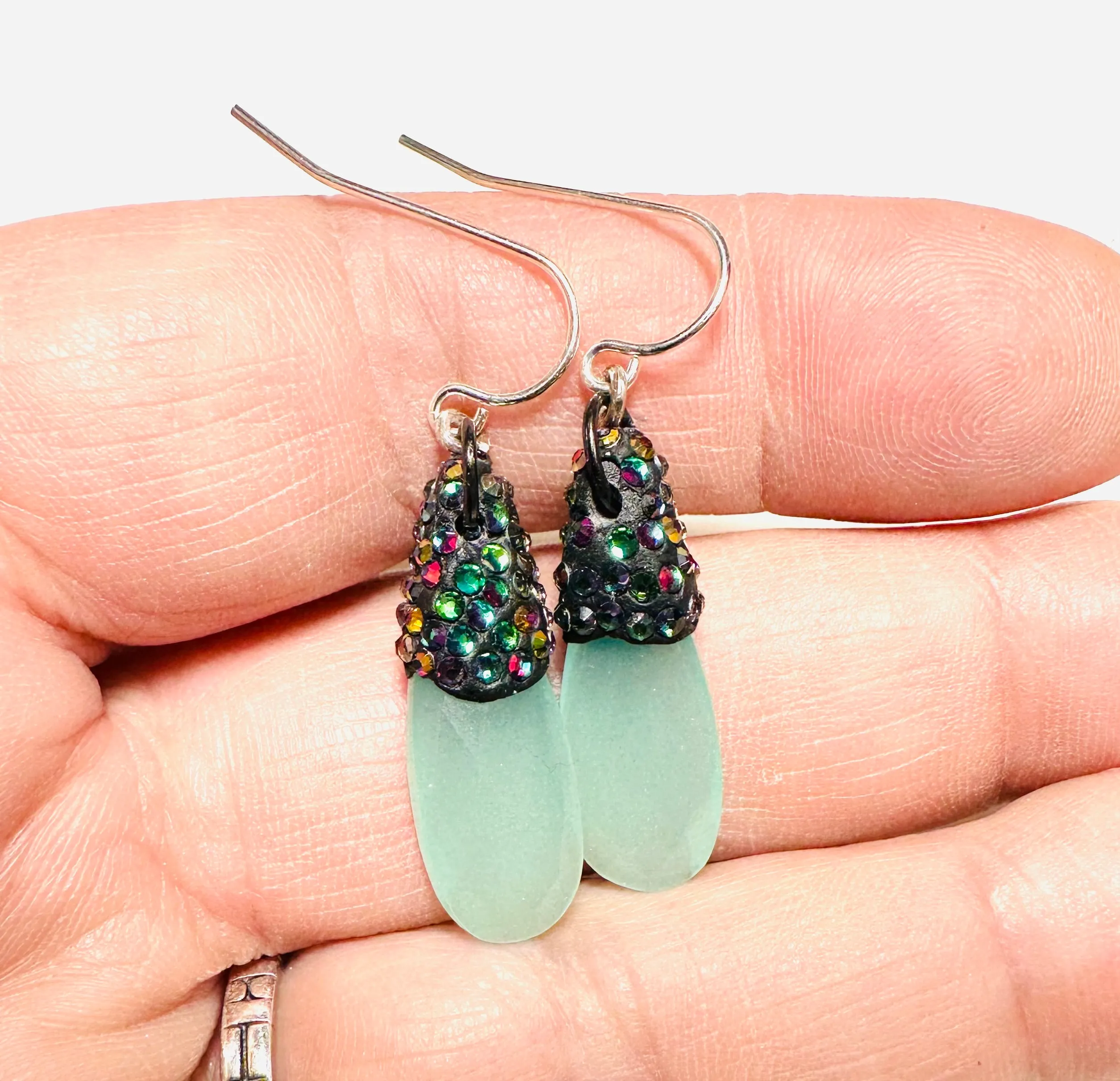 Sparkle Chalcedony Earrings, Ocean Blue Gemstone Earrings