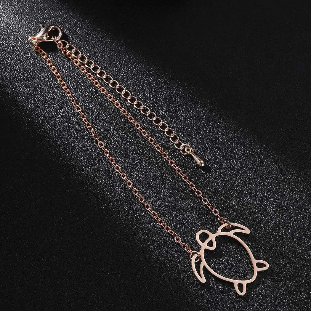 Stainless steel turtle pendant bracelet