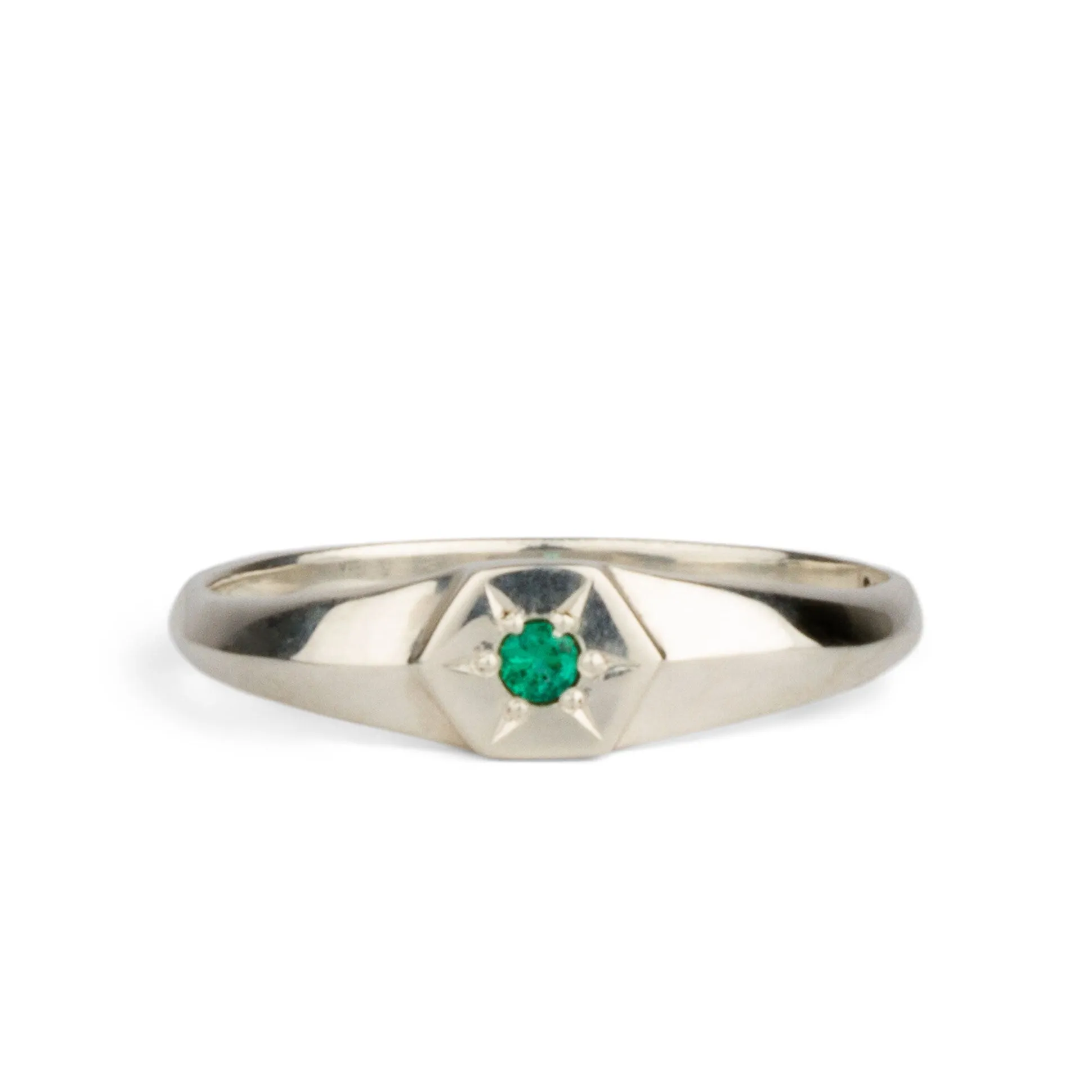 Star Astra Birthstone Signet Ring in Sterling Silver