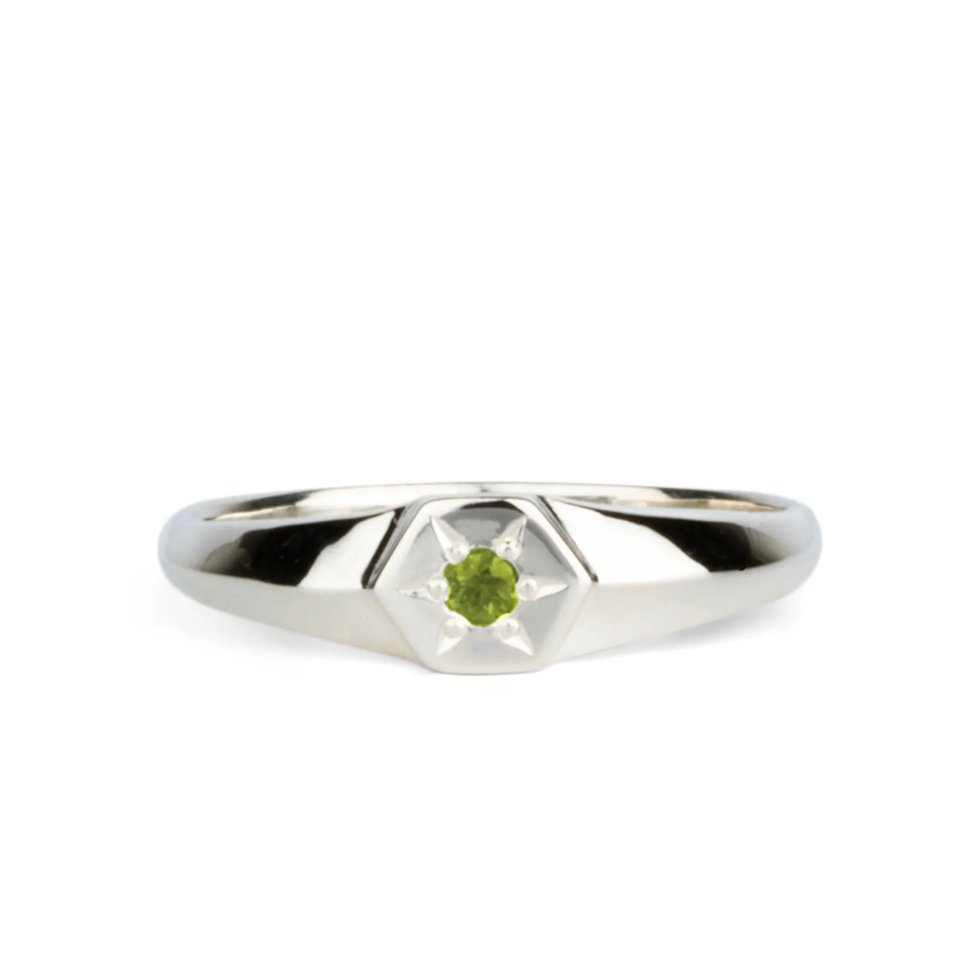 Star Astra Birthstone Signet Ring in Sterling Silver