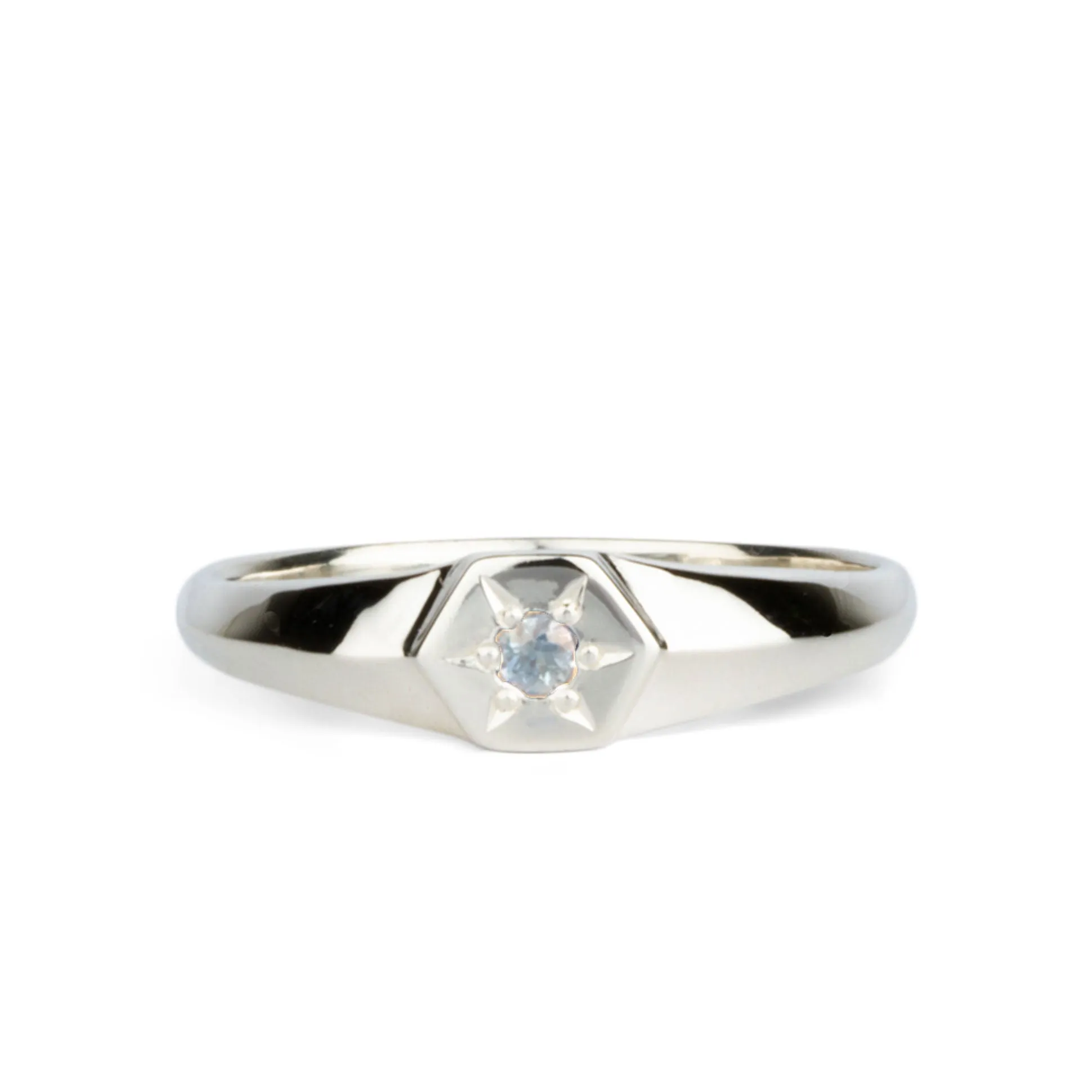 Star Astra Birthstone Signet Ring in Sterling Silver