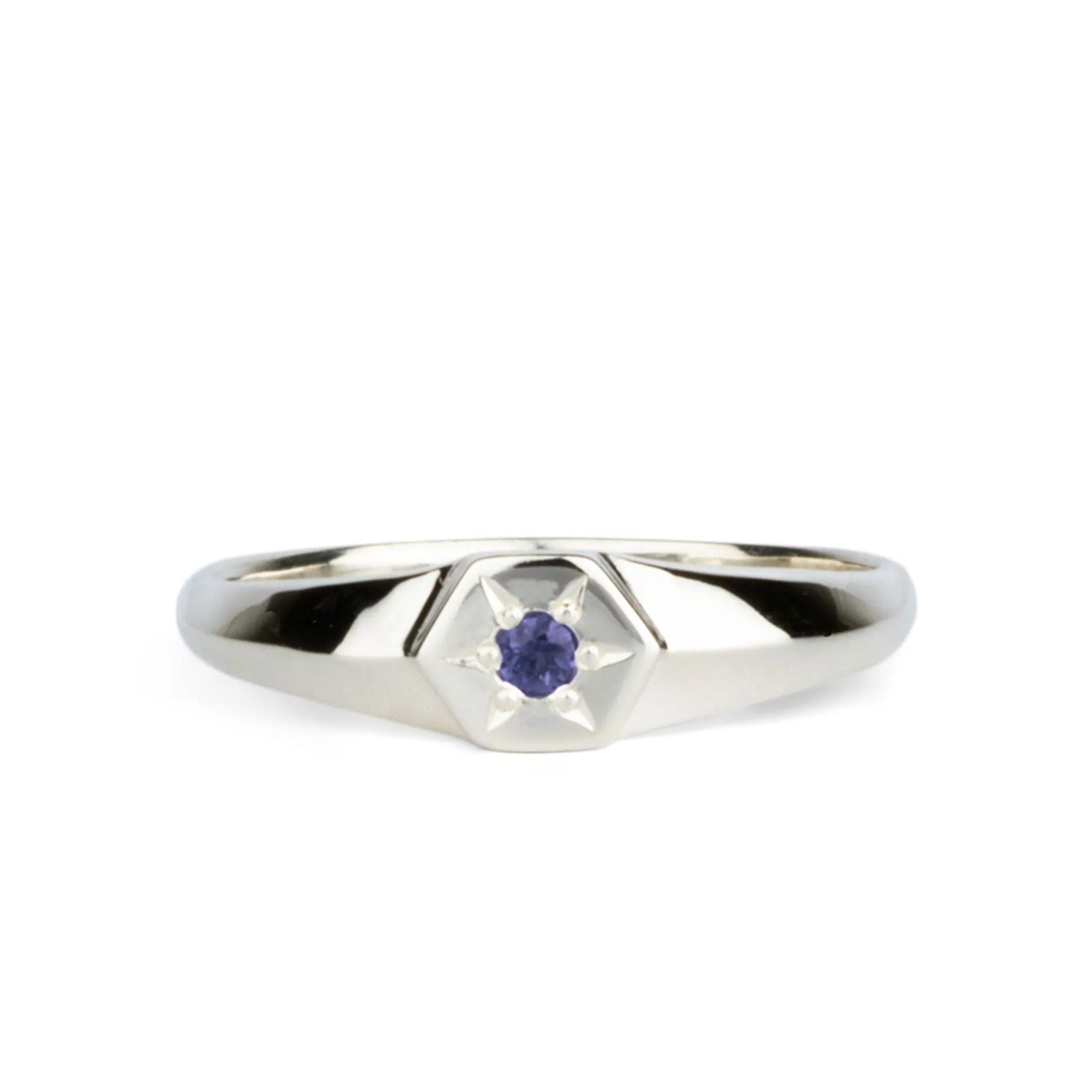 Star Astra Birthstone Signet Ring in Sterling Silver