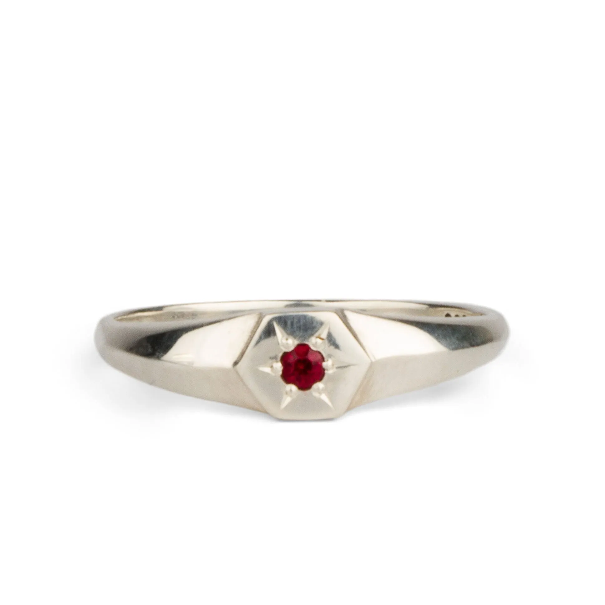 Star Astra Birthstone Signet Ring in Sterling Silver