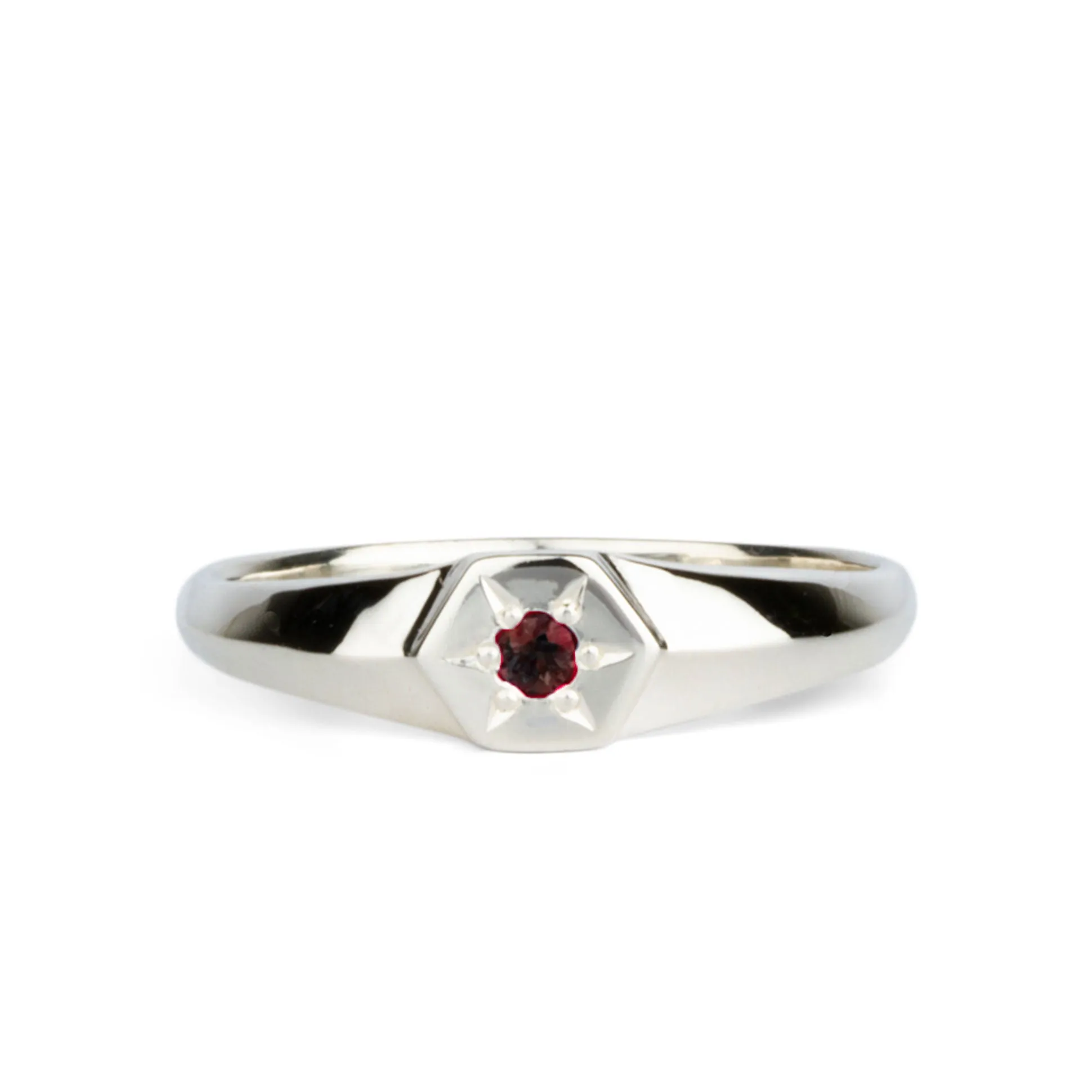 Star Astra Birthstone Signet Ring in Sterling Silver