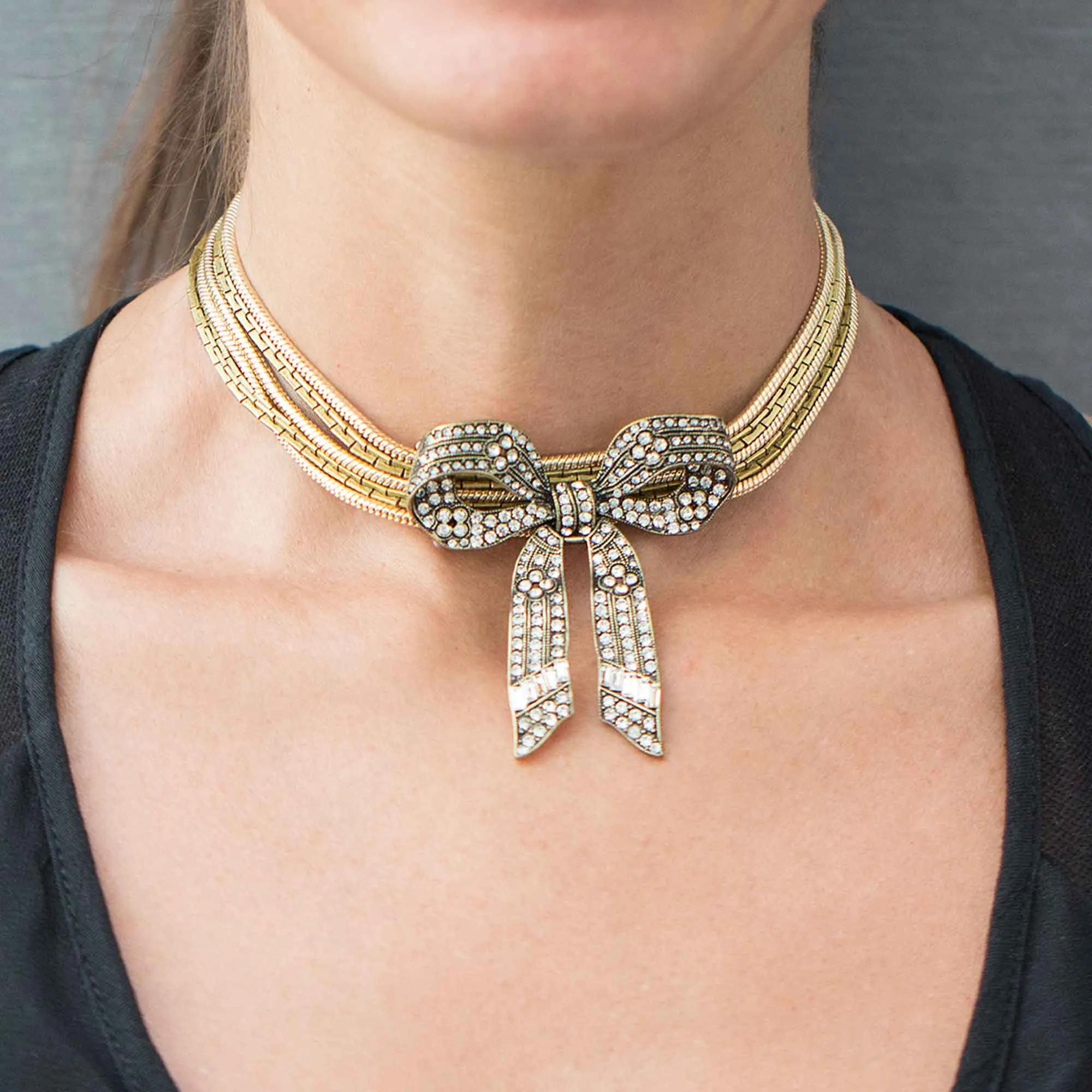 Starry Ribbon Statement Choker Necklace