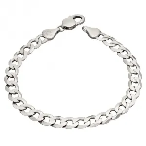 Sterling Silver Diamond Cut Platinum Curb Chain 22cm Bracelet B5324