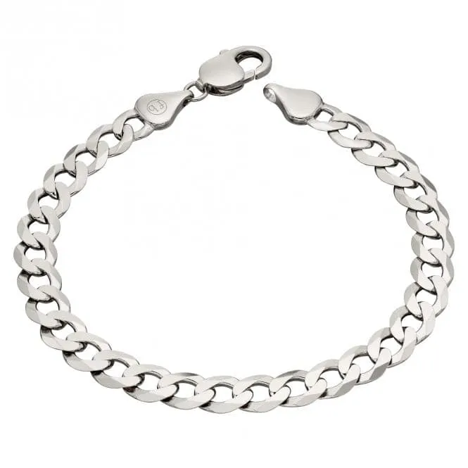 Sterling Silver Diamond Cut Platinum Curb Chain 22cm Bracelet B5324