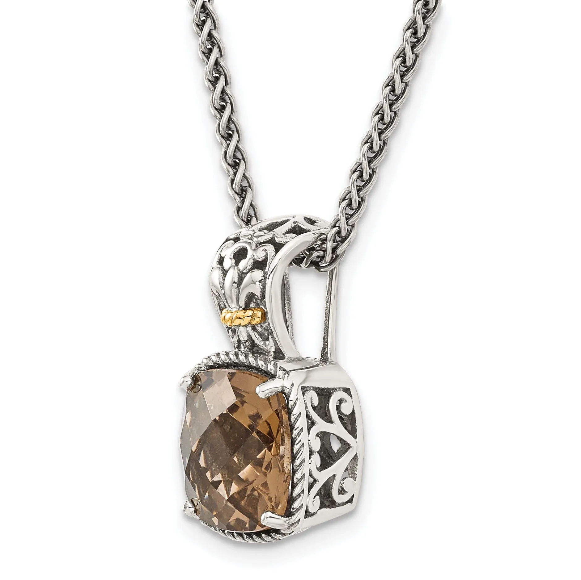 Sterling Silver Gold Smokey Quartz Necklace