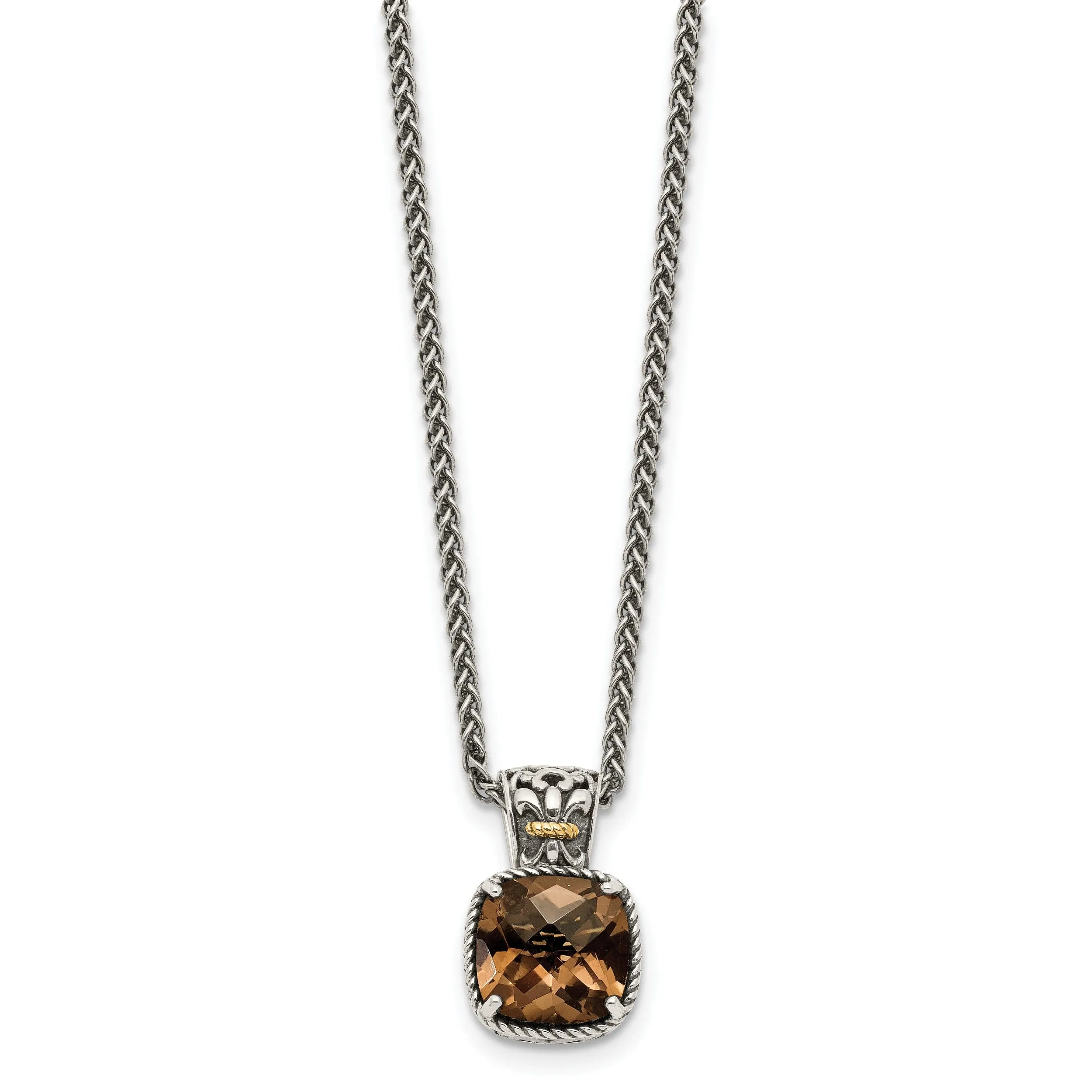 Sterling Silver Gold Smokey Quartz Necklace