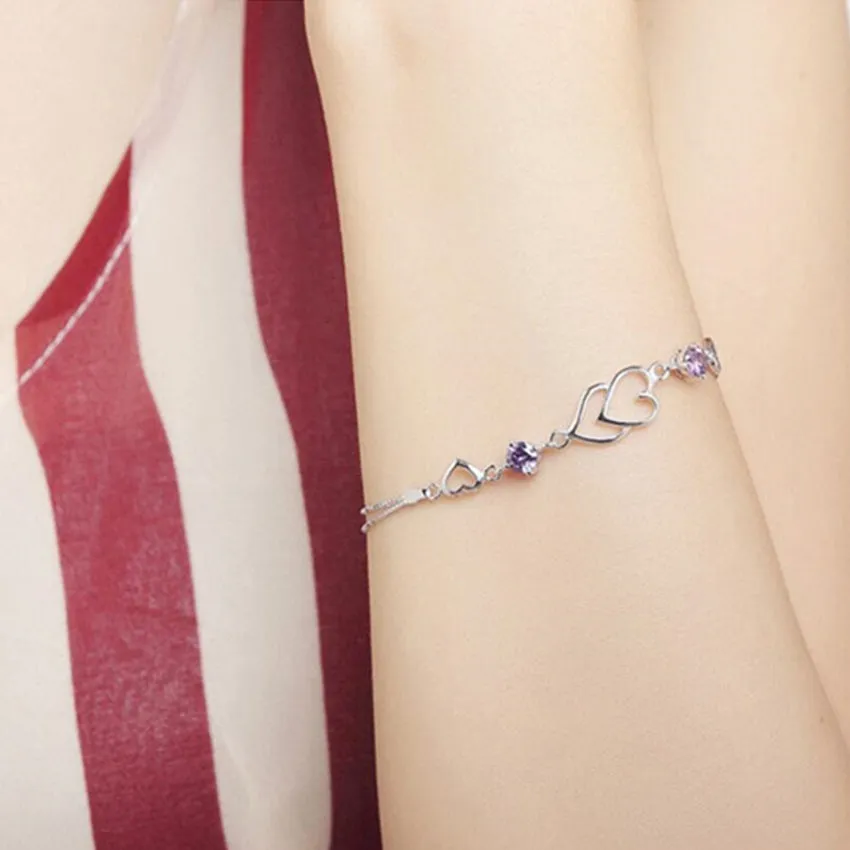 Sterling Silver Heart-Shaped Bracelet