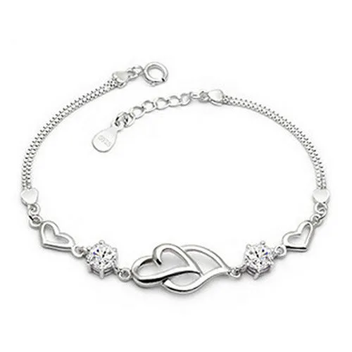 Sterling Silver Heart-Shaped Bracelet