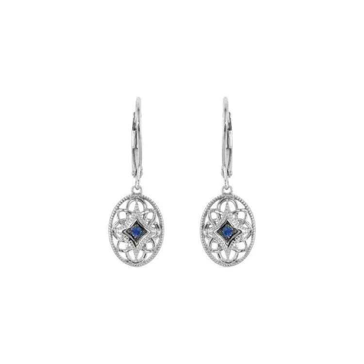 Sterling Silver Natural Blue Sapphire Lever Back Earrings