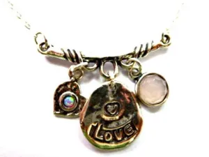 Sterling Silver Necklace Love Pendants Necklaces for woman with Gemstones