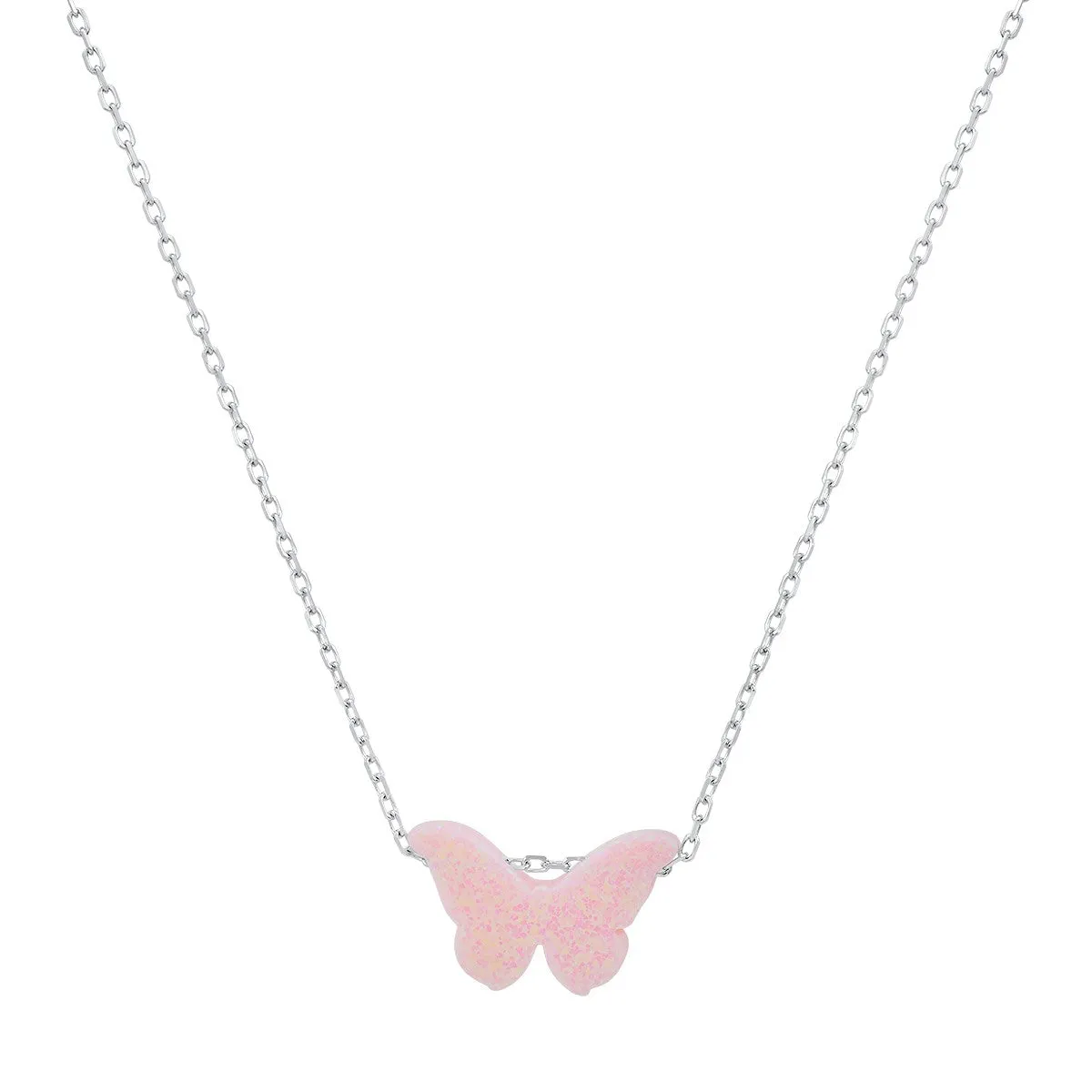 Sterling Silver Opal Butterfly Necklace