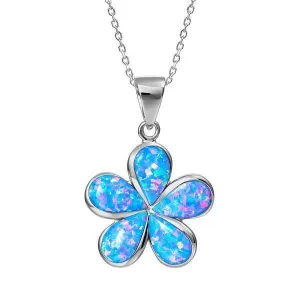 Sterling Silver Opal Plumeria Pendant