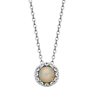 Sterling Silver Opal White Topaz Necklace