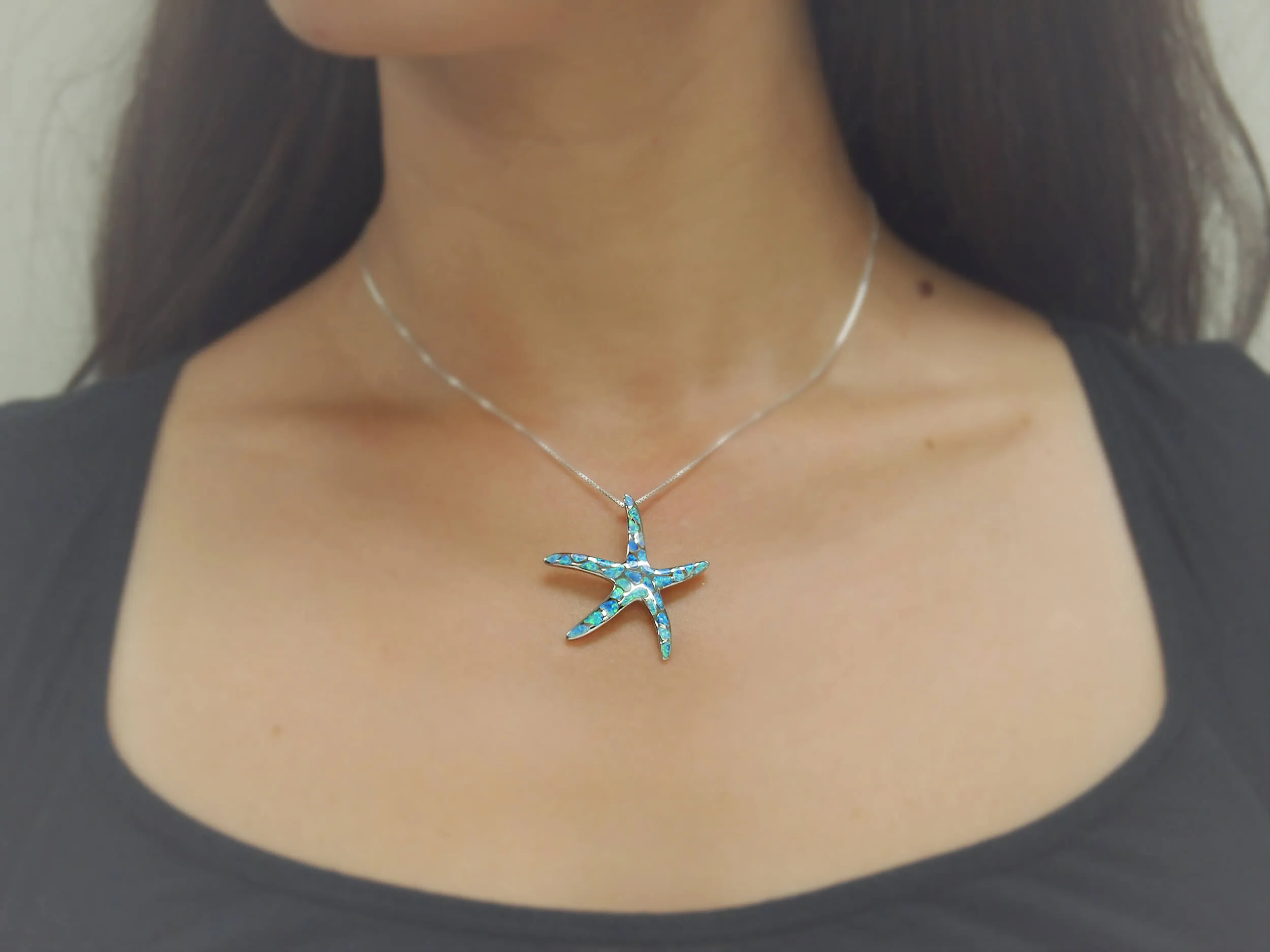 Sterling Silver Starfish Pendant Necklace, 16 2" Extender