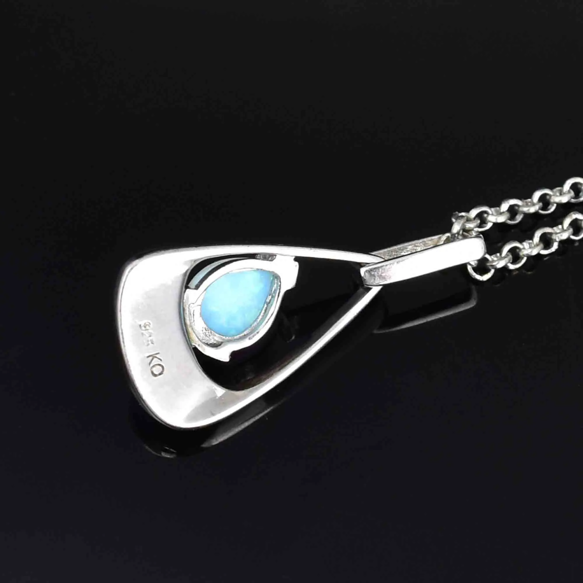 Sterling Silver Teardrop Pear Opal Pendant Necklace