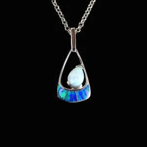 Sterling Silver Teardrop Pear Opal Pendant Necklace