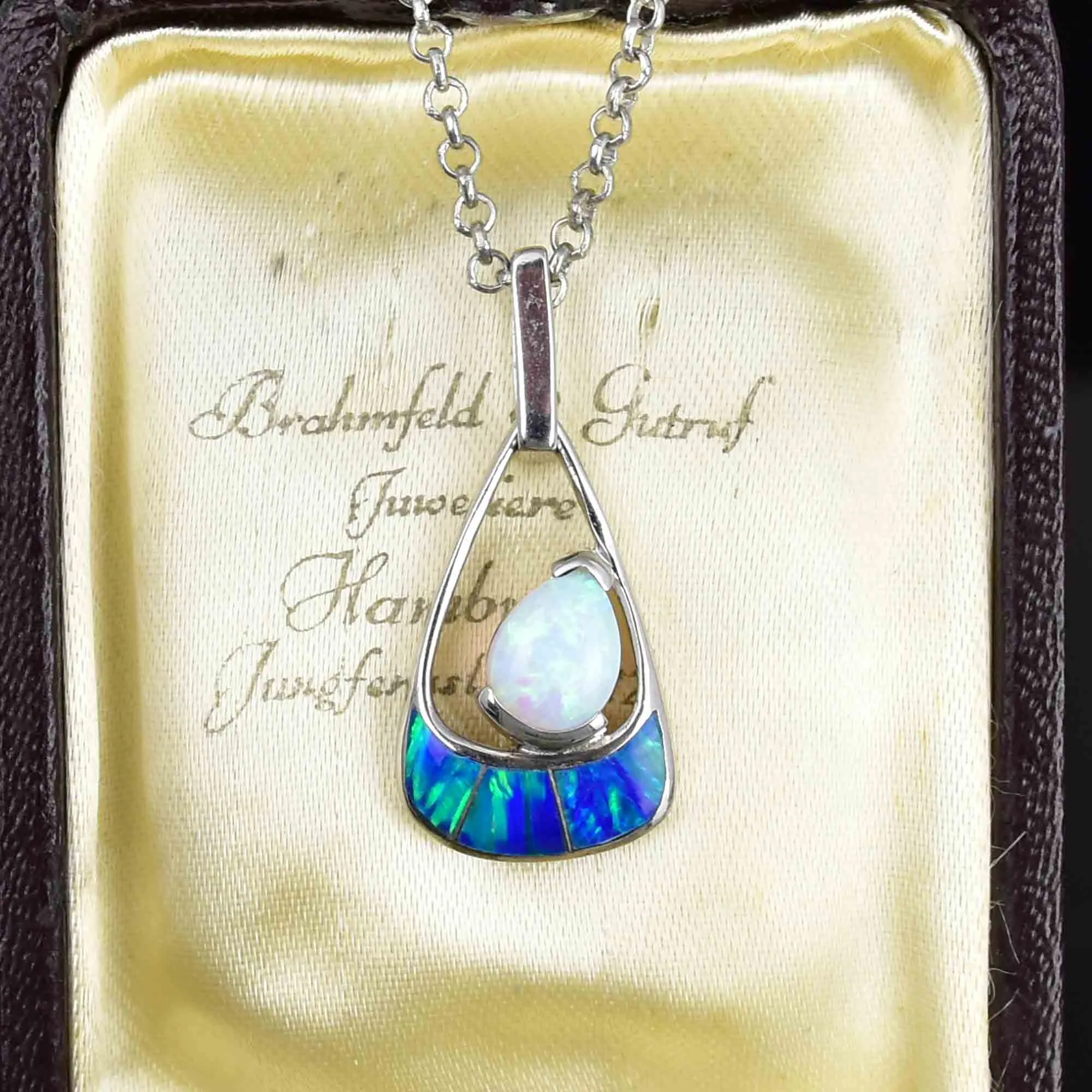 Sterling Silver Teardrop Pear Opal Pendant Necklace