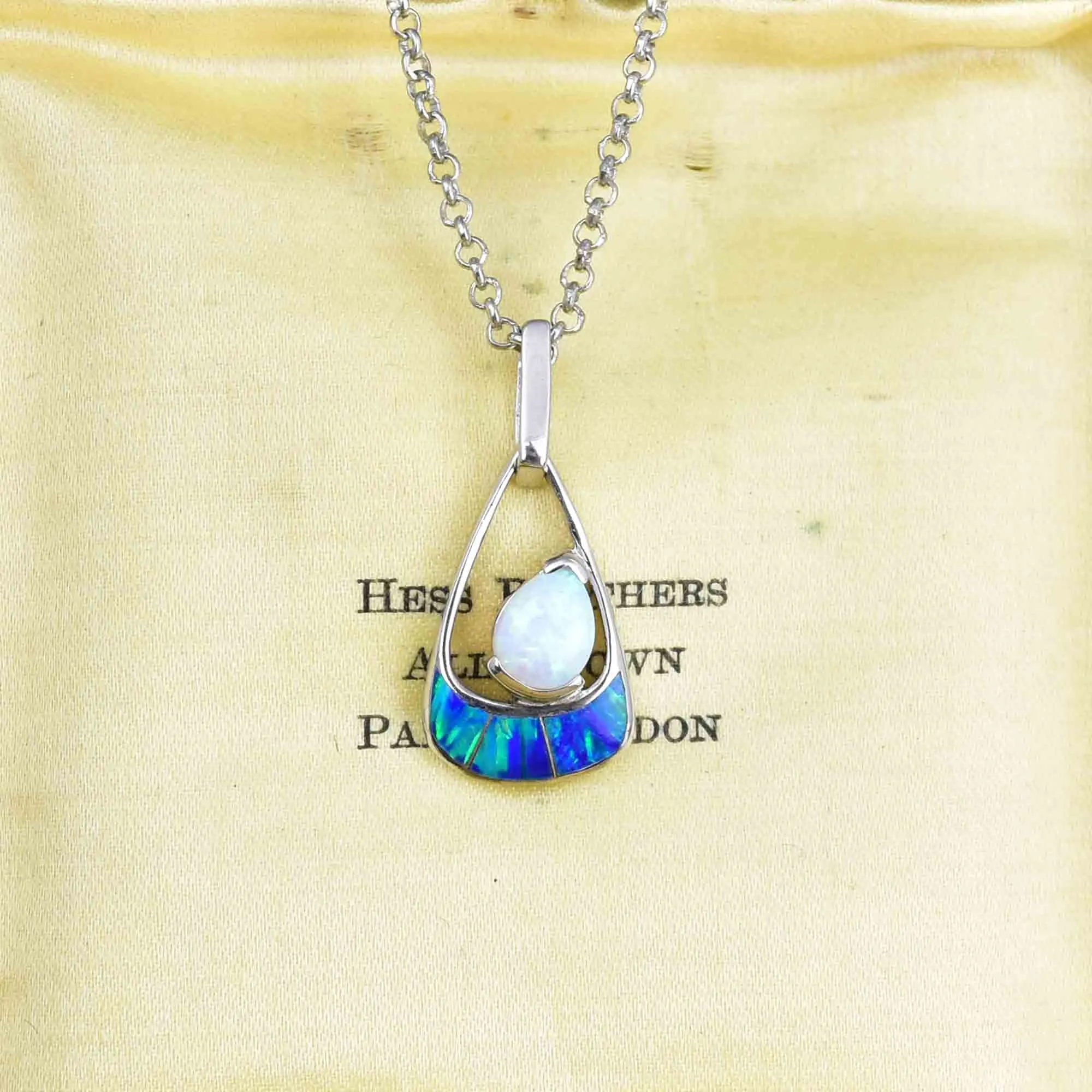 Sterling Silver Teardrop Pear Opal Pendant Necklace