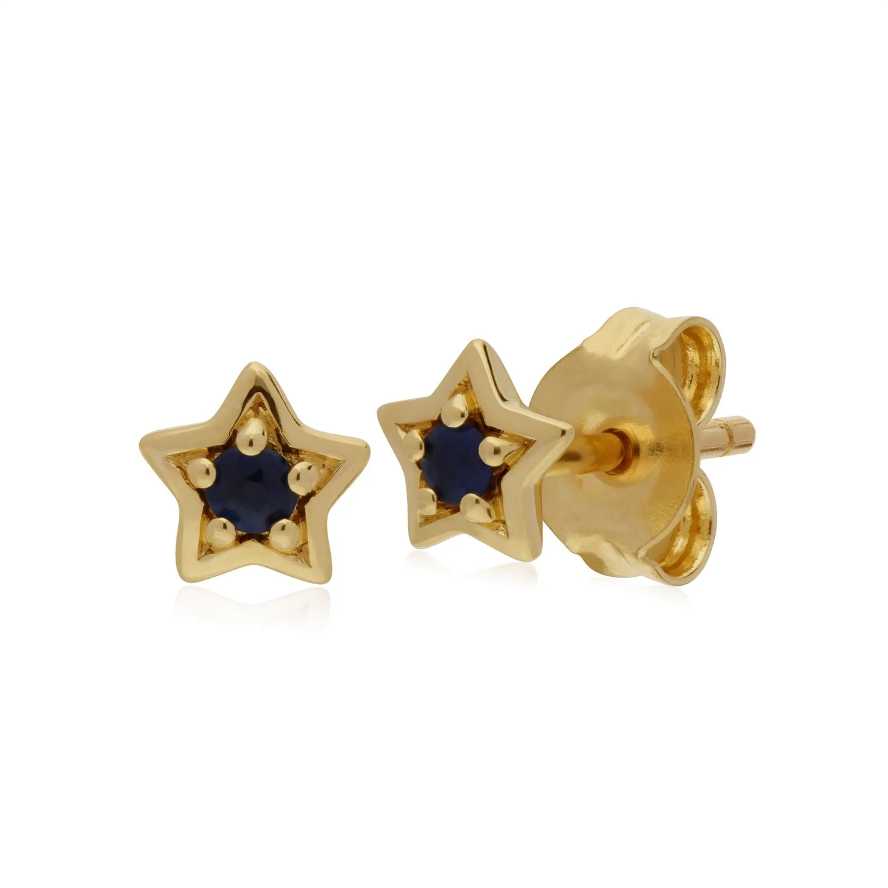 Stern Saphir Ohrstecker in 9ct Gelbgold