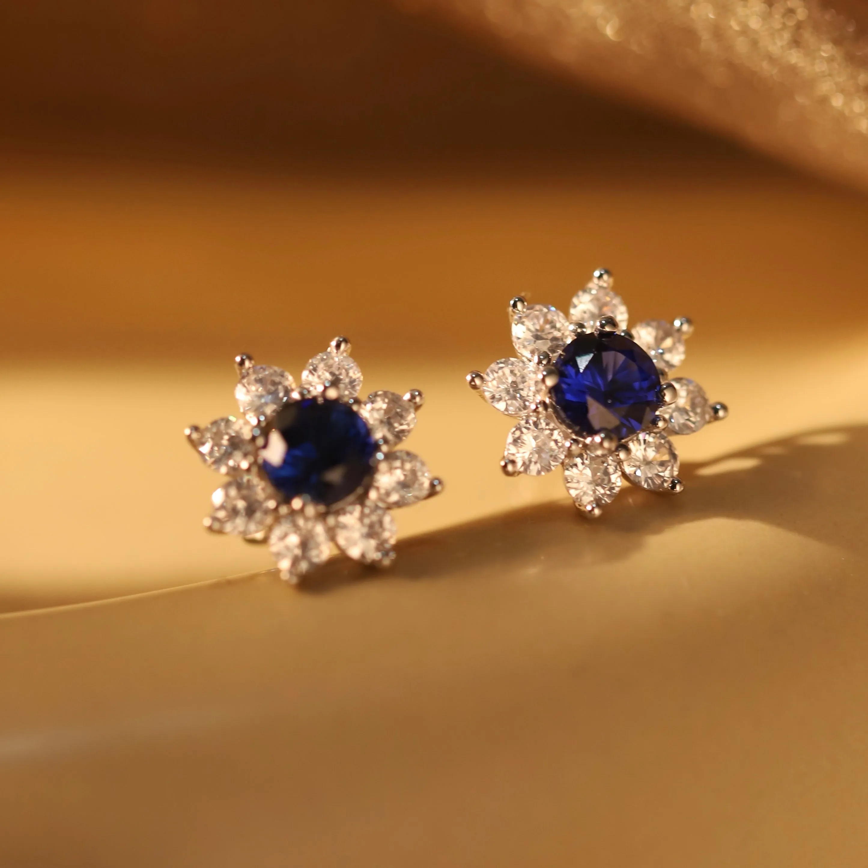 Sunny Sunflower Sapphire Earrings