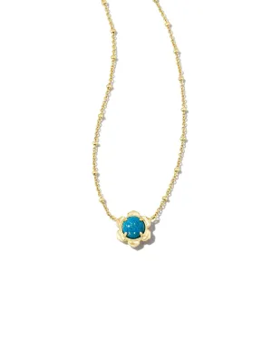 Susie Short Pendant Necklace Gold - Marine Kyocera Opal