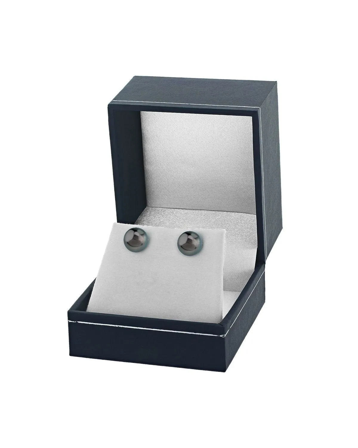 Tahitian Pearl Stud Earrings, AAA/Gem Quality - Silver Overtone