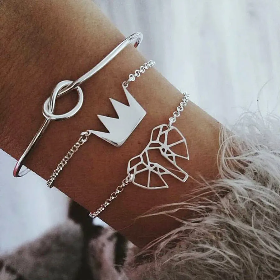 Three-Piece Bow Crown Bracelet Bracelet